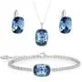 Embellished with crystail from Swarovski Jewelry Set-Blue Square Stone-Pendant Necklace-Earrings-Bracelet for Women and Girls