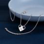 Lanqueen Heart Pendant Necklace for Girls Silver Cubic Zirconia Love Heart-Shape Compass Dainty Jewelry for Women