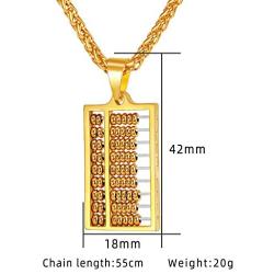 Ineffable 18K Gold Plated/Stainless Steel Abacus Necklaces for Women Pendant Necklaces Men Vintage Matching Chain Valentine Gift