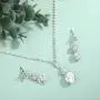 Unicra Bride Silver Bridal Tassel Necklace Earrings Set Crystal Wedding Jewelry Set Pearl Choker Necklace for Women and Girls (3 piece set - 2 earrings and 1 necklace)(NK072-2)