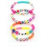 4 Pcs Bohemian Sufer Letter Evil Eye Heishi Bead Stretch Bracelets Colorful Vinyl Disc Beaded Bangle Lovely Starkable Alphabet Beach Love Jewelry
