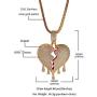 KMASAL Jewelry Hip Hop Iced Out Broke Heart Chain Bling Pendant 18K Gold Plated Necklace for Men Women