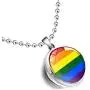 CENWA LGBT Gay Pride Rainbow Time Gemstone Double-Sided Glass Ball Pendant Necklace LGBT Lesbian Jewelry