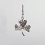 St. Patricks Day Irish Shamrock Dangle Earrings Green Enamel on Silver Finish Pewter