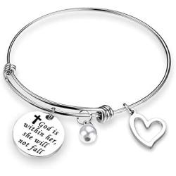 Christain Bracelets Scripture Bangle Bracelet Jesus Religious Inspirational Bracelets Unique Christian Gifts Customized Charm Bracelets for Women Teen Girl Gifts