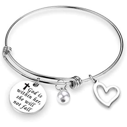Christain Bracelets Scripture Bangle Bracelet Jesus Religious Inspirational Bracelets Unique Christian Gifts Customized Charm Bracelets for Women Teen Girl Gifts