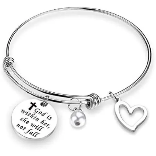 Christain Bracelets Scripture Bangle Bracelet Jesus Religious Inspirational Bracelets Unique Christian Gifts Customized Charm Bracelets for Women Teen Girl Gifts