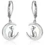 YFN Sterling Silver Unicorn Earrings, Cat Moon Opal Earrings Cat Lovers Gift, Owl Gifts Drop Leverback Earrings for Women