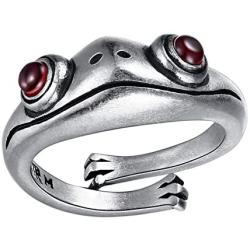 Allhola Silver Frog Ring for Women Girls,Open Adjustable Vintage Cute Animal Finger Rings Fashion Party Jewelry Gifts