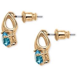 Palm Beach Jewelry Gold Tone Round Simulated Birthstone Solitaire Necklace and Earring Set (15mm), 18 inches