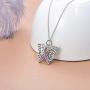 925 Sterling Silver Breast Cancer Awareness Butterfly Pink Ribbon Pendant Necklace with Austrian Crystals, Breast Cancer Survivor Gifts for Women