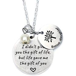 Stepdaughter Gift - I Didnt Give You the Gift of Life But Life Gave Me the Gift of You - Family Tree Pendant Necklace Step Daughter Gifts from Stepmom or Stepdad