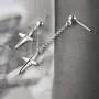 HZJCC Asymmetric Cross drop earring for women men White gold plated chain long earring geometry jewelry HZJCC Asymmetric Cross drop earring for women men White gold plated chain long earring geometry jewelry