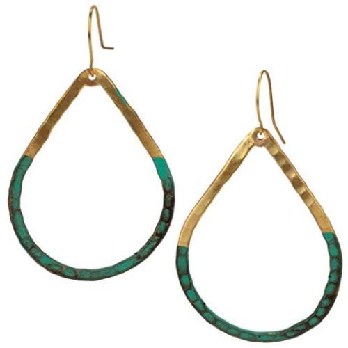 Handmade Boho Open Teardrop Gold Patina Earrings for Women