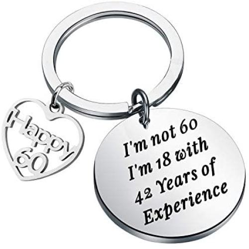 HOLLP Funny Birthday Gift I’m Not 35/50/60 I’m 18 with 17/32/42 Years of Experience Happy 35th 60th Gift Birthday Keychain