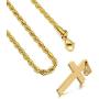 FZTN Jewelry Gold Necklace for Men & Women/Round Box Chain or Rope Chain with Cross Pendant Prayer Necklace/Love Heart Pendant Necklace / 20''-24'' Link Chain