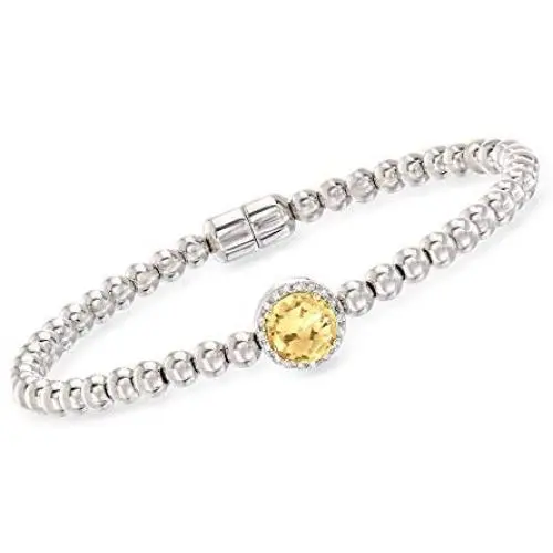 Ross-Simons 1.10 Carat Citrine Beaded Bracelet in Sterling Silver With Magnetic Clasp Ross-Simons 1.10 Carat Citrine Beaded Bracelet in Sterling Silver With Magnetic Clasp