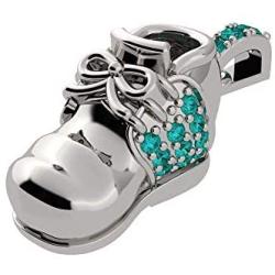 Birthstone Baby Shoe Necklace Pendant w/Swarovski Zirconia - Gold Plated Silver or Solid Gold