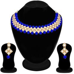 Aheli Elegant Indian Faux Kundan Studded Necklace Earring Set Bollywood Wedding Party Wear Ethnic Fashion Jewelry for Women