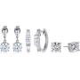 18K Yellow Gold or Rhodium Plated 925 Sterling Silver Cubic Zirconia Stud Earrings, Drop Earrings and Hoop Earrings Jewelry Set
