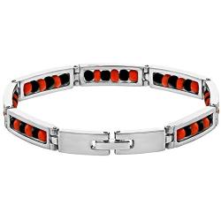 In Season Jewelry Stainless Steel Link Wristband Evil Protection Beaded Elegua Bracelet 9''