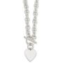 925 Sterling Silver Engraveable Heart Disc On Link Toggle 18 Inch Chain Necklace Pendant Charm Love Fine Jewelry For Women Gifts For Her
