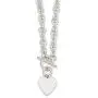 925 Sterling Silver Engraveable Heart Disc On Link Toggle 18 Inch Chain Necklace Pendant Charm Love Fine Jewelry For Women Gifts For Her