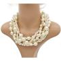 Womens Multi Strand Chunky Statement Pearl Necklace Choker for Women Bride Wedding Jewelry Set