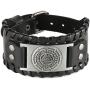 HZMAN Viking Punk Bike Leather Cuff Bracelet Rock Leather Wristband Adjustable Nordic Rune Vintage Bracelet for Men