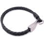Big Hook Mens Braided Leather Bracelet Black Handcrafted in USA