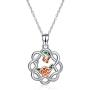 YFN Sterling Silver Celtic Knot Necklace Rose Flower Pendant Good Luck Irish Jewelry for Women Gifts (Rose Gold)