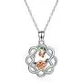 YFN Sterling Silver Celtic Knot Necklace Rose Flower Pendant Good Luck Irish Jewelry for Women Gifts (Rose Gold)