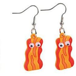 Bacon Googly Eye Yellow Earrings 1.75'' Jewelry