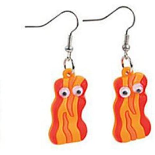 Bacon Googly Eye Yellow Earrings 1.75'' Jewelry