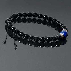 J&C Handmade 4mm Hematite Adjustable Braided Healing Stones Bracelets, S925 Sterling Silver Artisan Barrel Beads Bracelets for Women/Men.