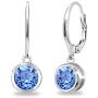 Sterling Silver 6mm Round Bezel Dangle Leverback Earrings Made with Swarovski Crystals