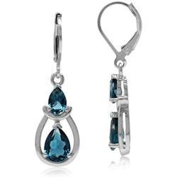 Silvershake Genuine Pear Shape Gemstones White Gold Plated 925 Sterling Silver Drop Dangle Leverback Earrings Jewelry for Women