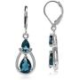 Silvershake Genuine Pear Shape Gemstones White Gold Plated 925 Sterling Silver Drop Dangle Leverback Earrings Jewelry for Women
