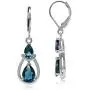 Silvershake Genuine Pear Shape Gemstones White Gold Plated 925 Sterling Silver Drop Dangle Leverback Earrings Jewelry for Women