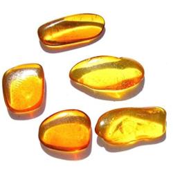 Raw Amber Flat Gemstones Very Small Set of 5 Stones