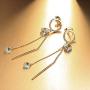 Sllaiss Aurora Linear Drop Earrings for Women with Swarovski Crystals 14K Gold Plated Dangle Earrings Fashion Jewelry Gifts