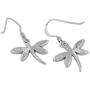 Sterling Silver Synthetic Blue Opal Dragonfly Dangle Earrings