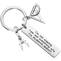 AKTAP Funny Engineer Gift Architect Keychain I’m Not Arguing I Am Just Explaining Why I’m Always Right Graduation Jewelry for Engineering Student Mechanical Engineer