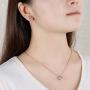 SNZM Jewelry Set for Women Rose Gold Cubic Zirconia Crystals Necklace and Sterling Silver Earrings Set for Wedding