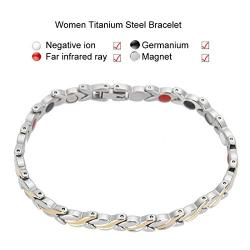 Magnetic Bracelets Women, Health Care Stainless Steel Magnetic Bracelets for Arthritis Pain Relief Magnet Bracelet with Magnets and Germanium Element