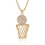 Cubic Zirconia Basketball Hoop Pendant Necklace 14k Gold Rhinestone Basketball Jewelry Rock Hip Hop Punk Boyfriend Gift