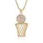 Cubic Zirconia Basketball Hoop Pendant Necklace 14k Gold Rhinestone Basketball Jewelry Rock Hip Hop Punk Boyfriend Gift