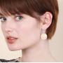 Vintage Double Layered Two Tone Dangle Drop Basic Small Earrings for Women