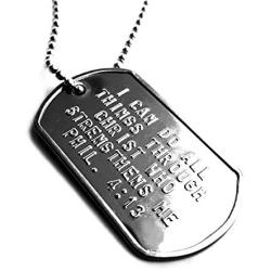 I Can Do All Things Through Christ Military Dog Tag Necklace Philippians 413