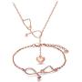 Dcfywl731 Stethoscope Inspired Necklace Bangle Bracelet Jewerly Set, Lariat Y Love Necklace for Doctors, Medical Student Jewelry, Nurse Heart Necklace (Rose Gold)